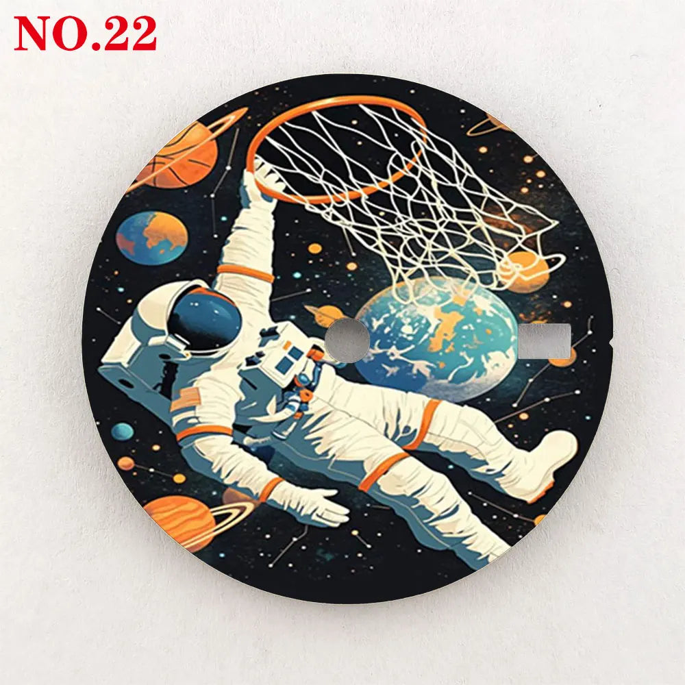 28.5mm watch dial NH35 dial astronaut custom dial color printing watch components compatible with NH35/36 movement