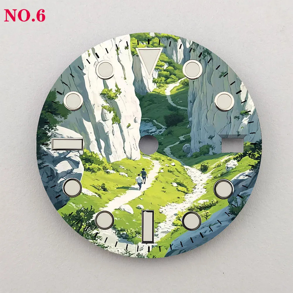 The 28.5mm dial NH35 dial Hiking Creative color-printed series dial is suitable for NH36/35 movement wristwatch accessories