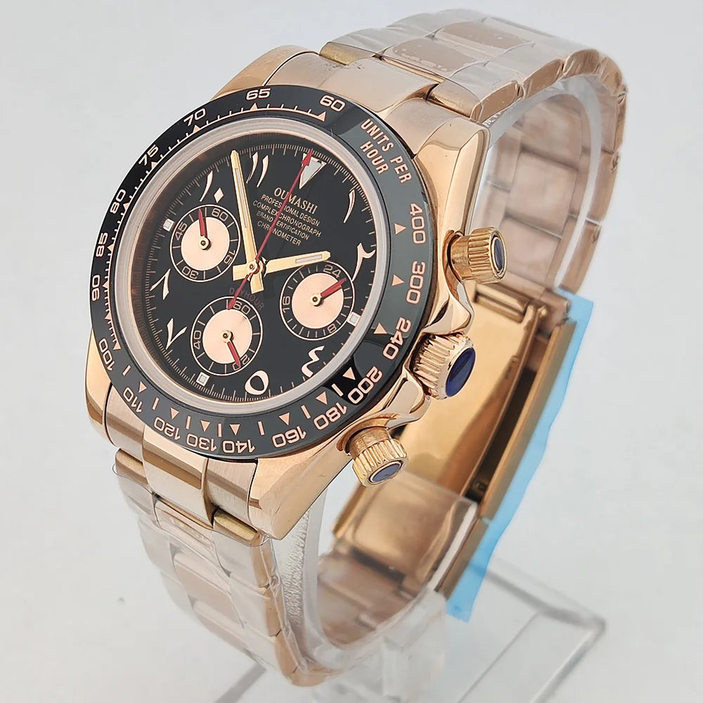 VK63 WATCH 39.3MM Casual Vk63 Quartz Movement Watch Men's waterproof steel case Arabian Dial Chronograph Luminous watch