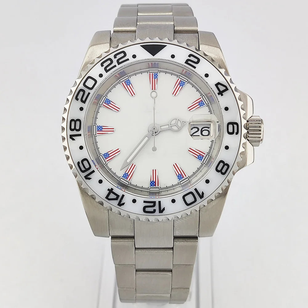 NH35 Watch 40.8mm Men's watch Super Luminous Flag Dial Stainless Steel sapphire Glass Men's luxury watch waterproof 10ATM