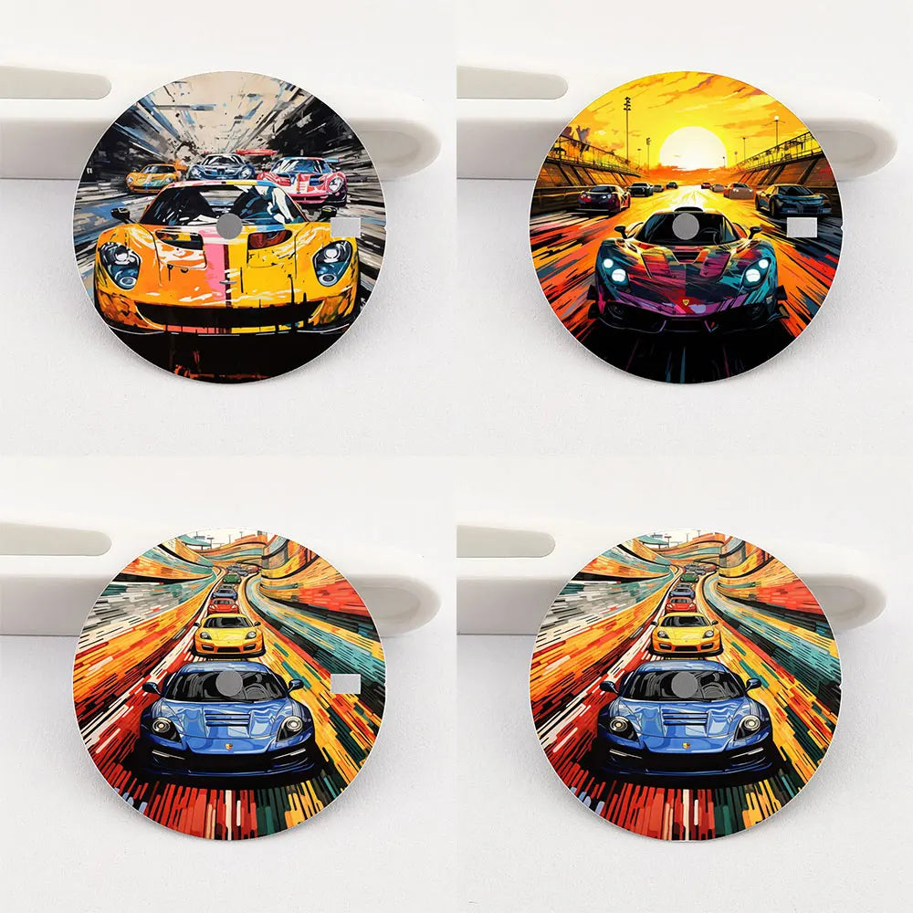 The 28.5mm dial NH35 dial sports car creative color-printed series dial is suitable for NH35/36 movement wristwatch accessories