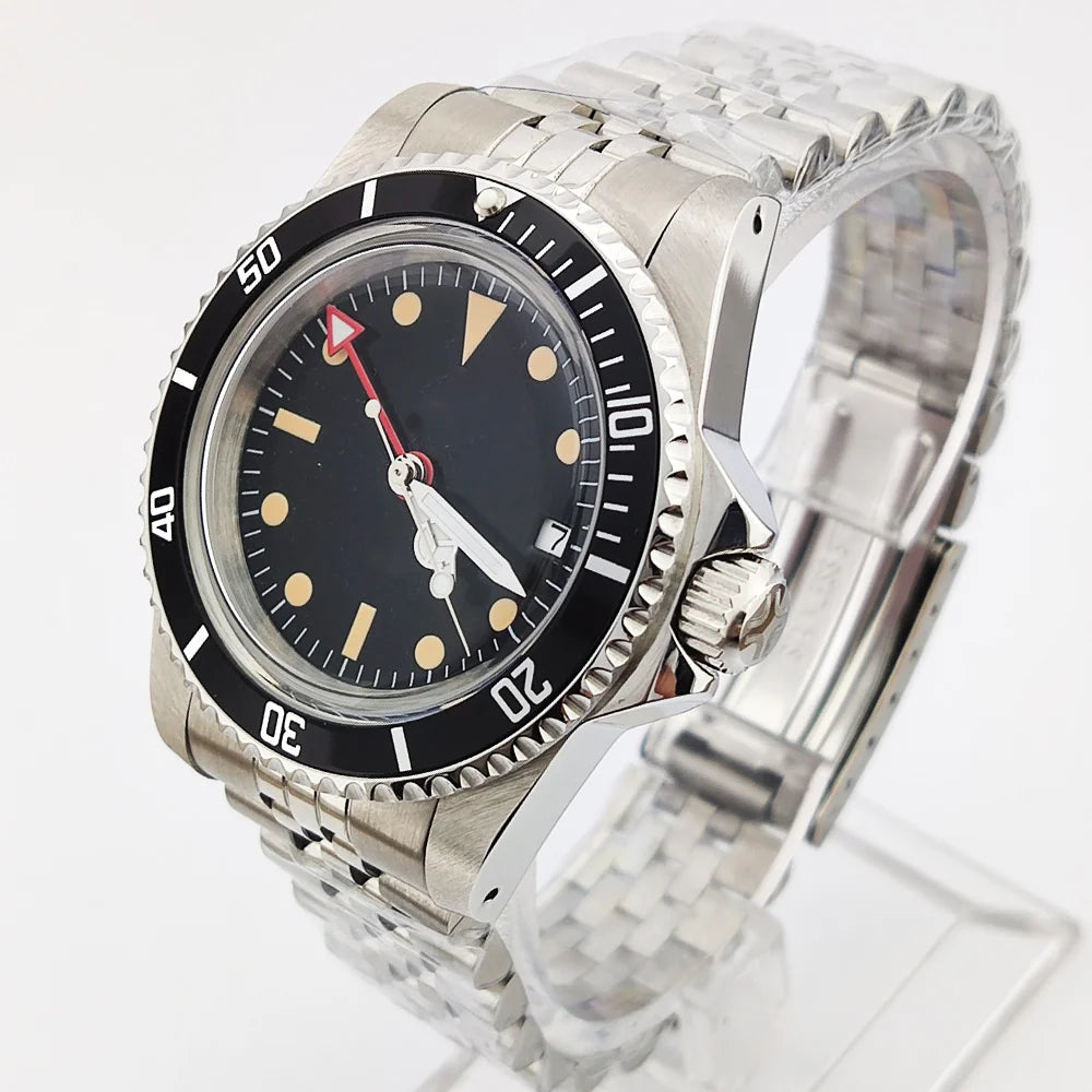 NH34GMT Men's 120 clicks bezel Waterproof Luxury Men's 39.5mm domed glass Mechanical Clock Dive NH34 modify Automatic watch