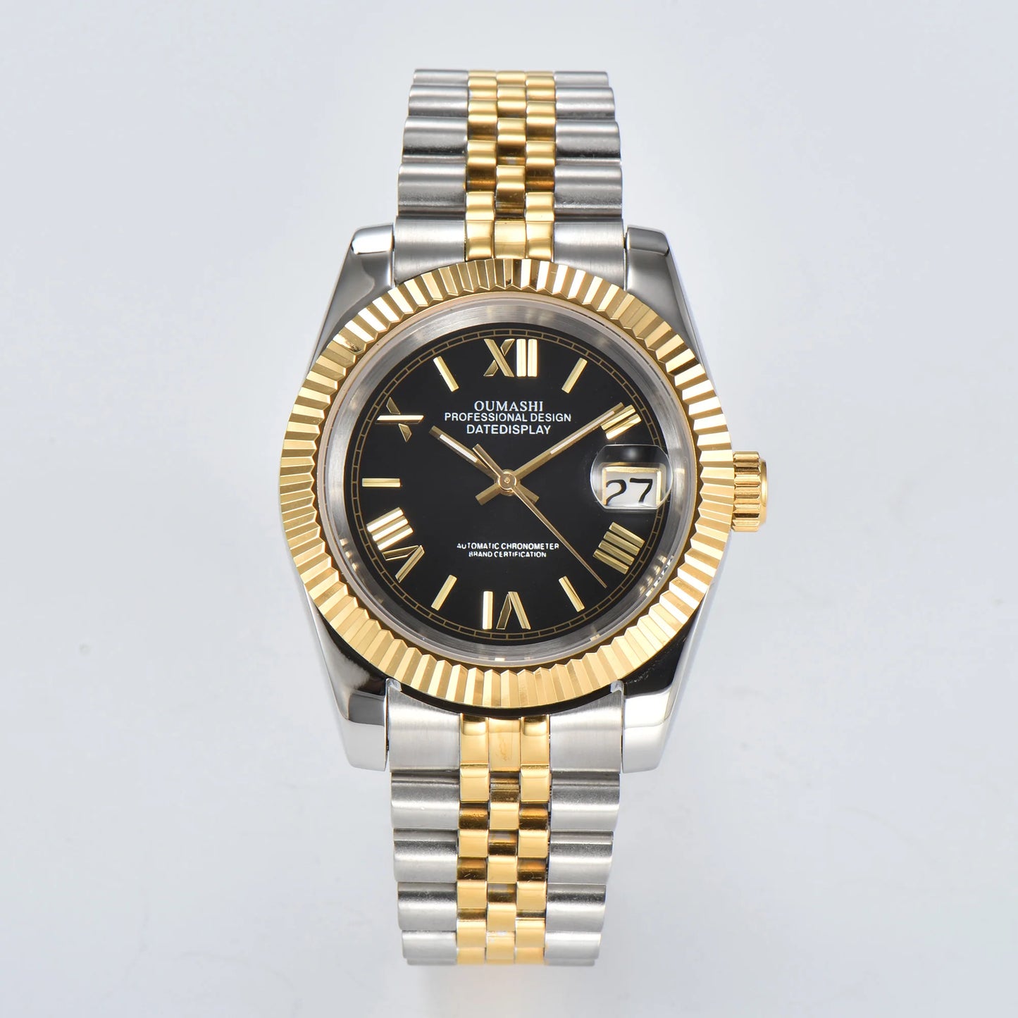 Business 36mm/39mm Men's watch NH35A Automatic movement Gold case Roman dial Blue AR Sapphire glass date stainless steel strap