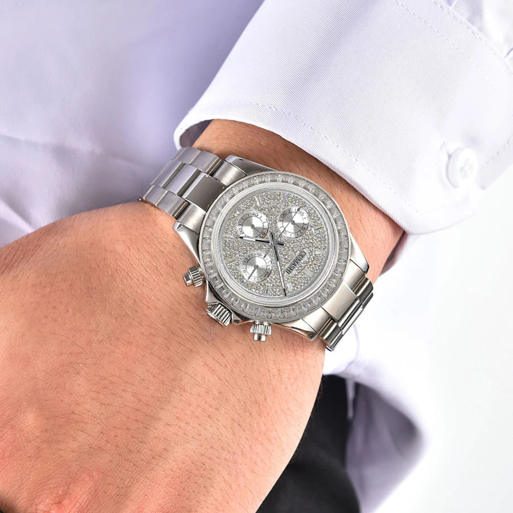 customized VK63 Watch Chronograph Sapphire glass stainless steel waterproof case gemstone case Men sports watch VK63 Watch dial