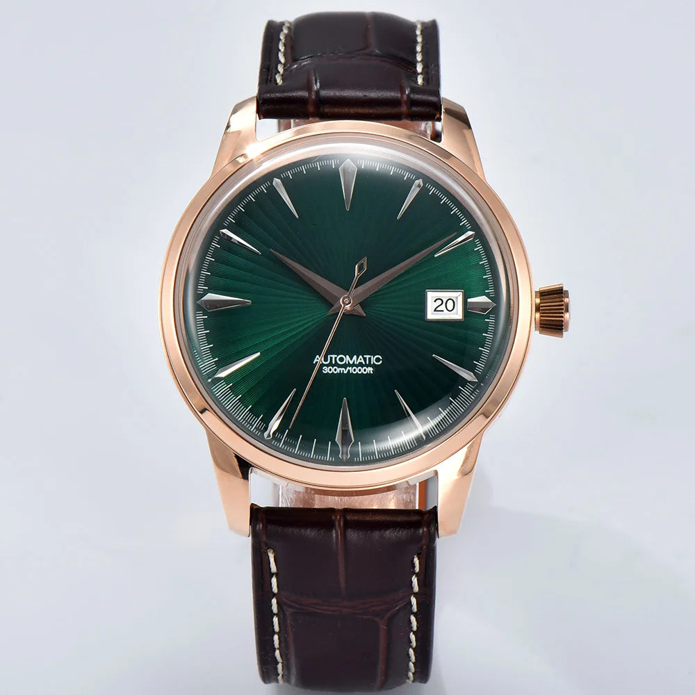 Cocktail watch 40.5mm watch Gemstone Series NH35 Automatic mechanical Men's Watch 10ATM Mineral glass waterproof leather strap