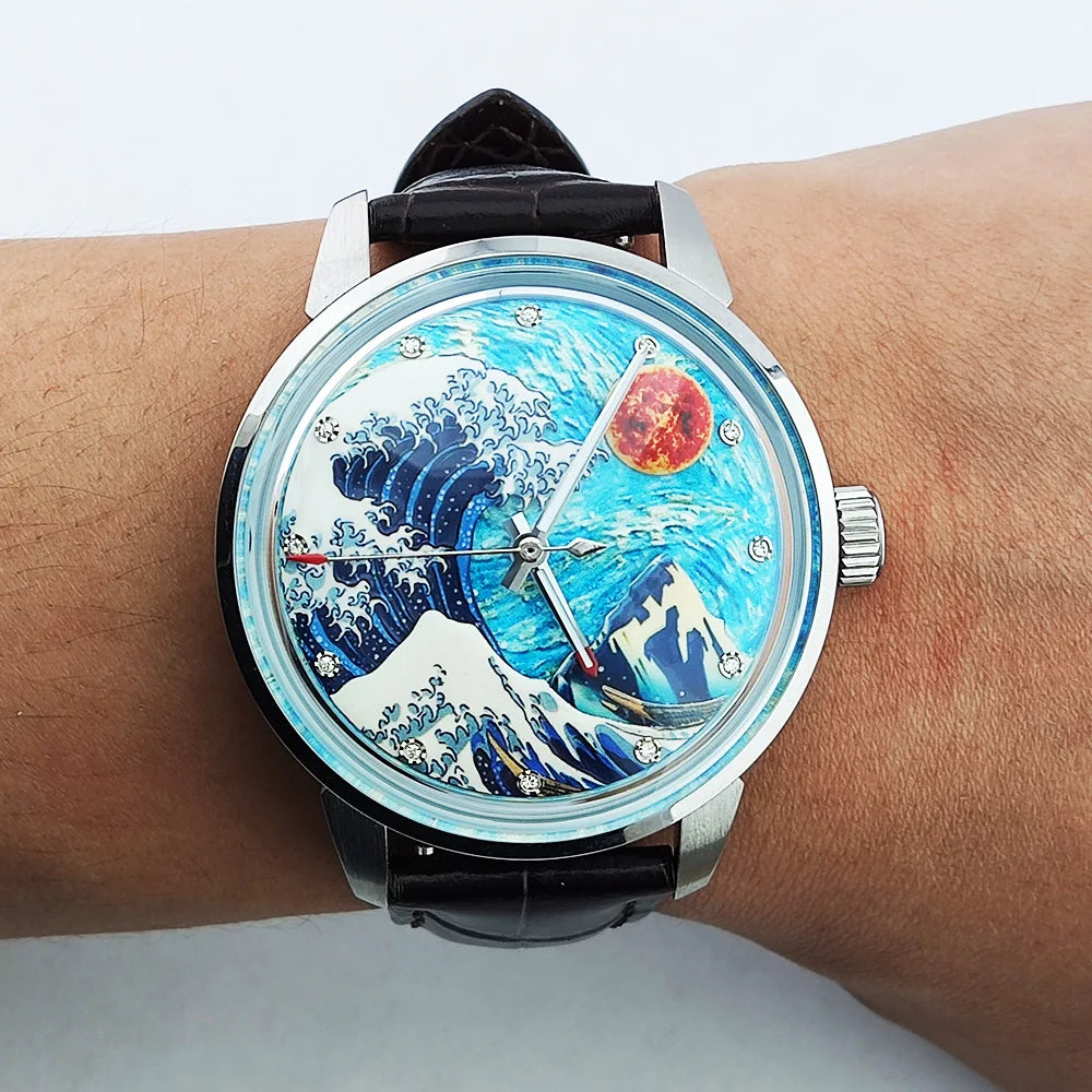 42mm men's mechanical watch Wave Green Luminous Dial Luxury sapphire Glass MIYOTA 8215 Automatic Watch 10ATM Waterproof Watch