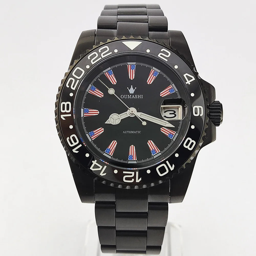NH35 Watch 40.8mm Men's watch Super Luminous Flag Dial Stainless Steel sapphire Glass Men's luxury watch waterproof 10ATM
