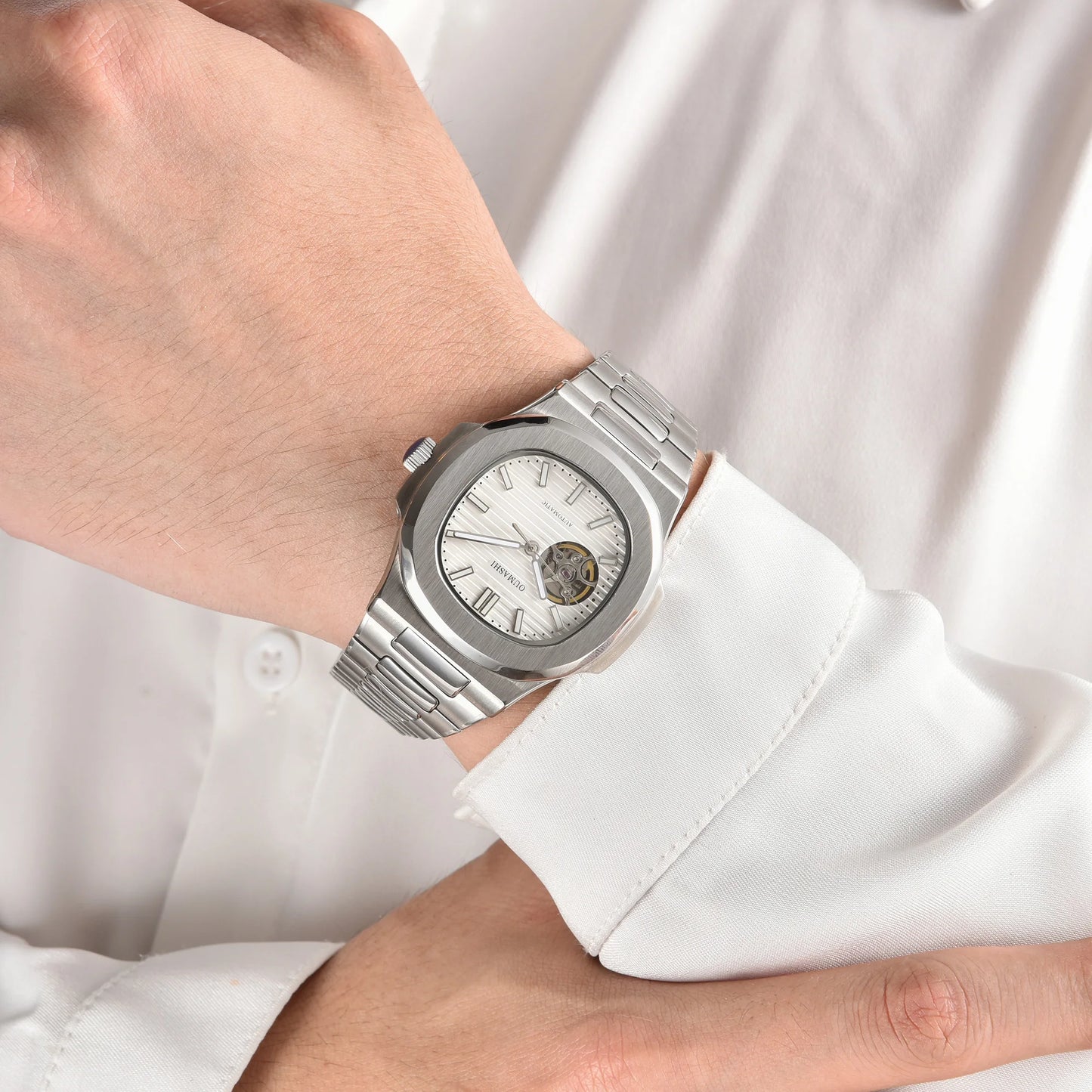 Automatic NH38a Watch 43mm Men's Watch Mechanical Hollow Watch 316L Stainless steel sapphire glass shell waterproof watch 10ATM