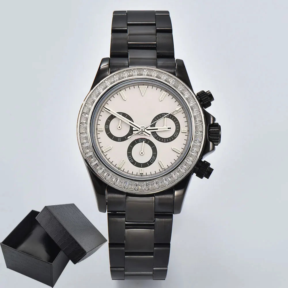men 4130 WATCH sapphire Glass GEM black automatic mechanical watch 39.3mm  4130 movement chronograph watch Waterproof 10ATM