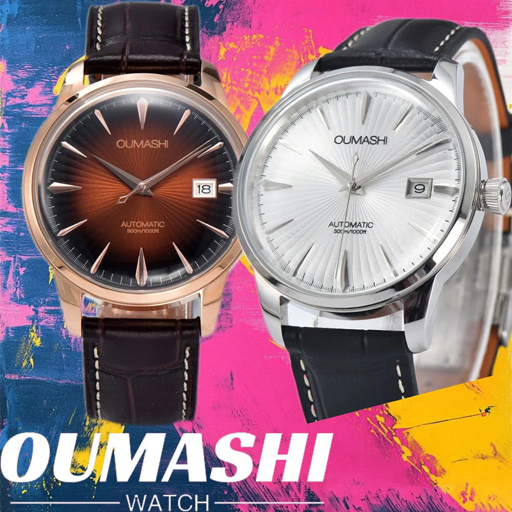 Cocktail watch 40.5mm watch Gemstone Series NH35 Automatic mechanical Men's Watch 10ATM Mineral glass waterproof leather strap