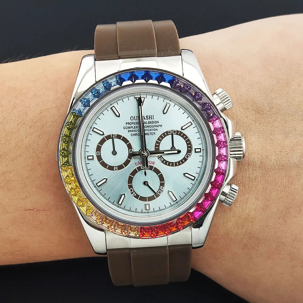 men 4130 watches sapphire Glass GEM automatic mechanical watch 39.3mm 4130 movement men's chronograph watch Waterproof 10ATM