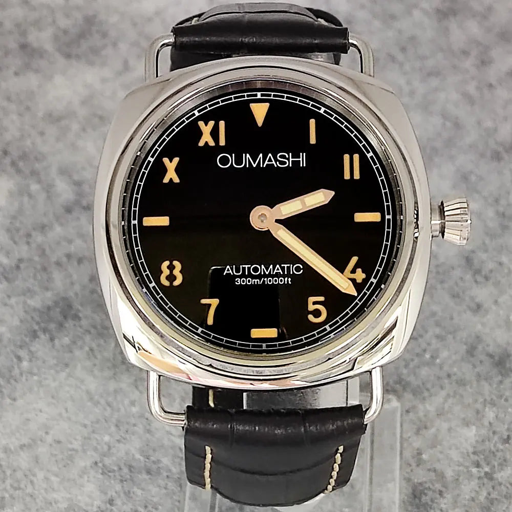 Watches 45mm Men's Manual Mechanical Watch FIT ST3600/eta6497 Movement Retro Style Luminous Mineral Glass 10ATM Water Resistance
