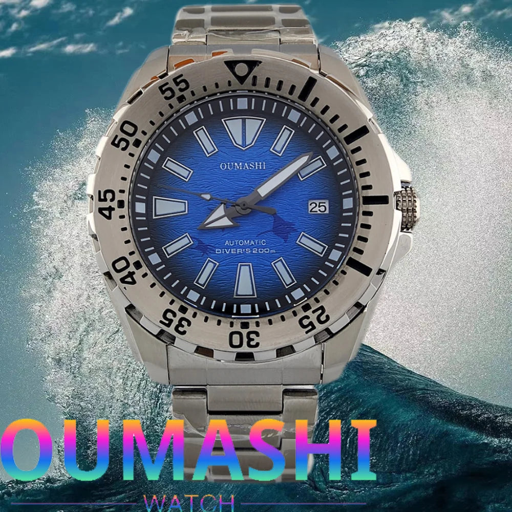 44mm Watch NH35 Sapphire glass luminous diving 200 meters dial 316L stainless steel automatic mechanical watch NH35 movement