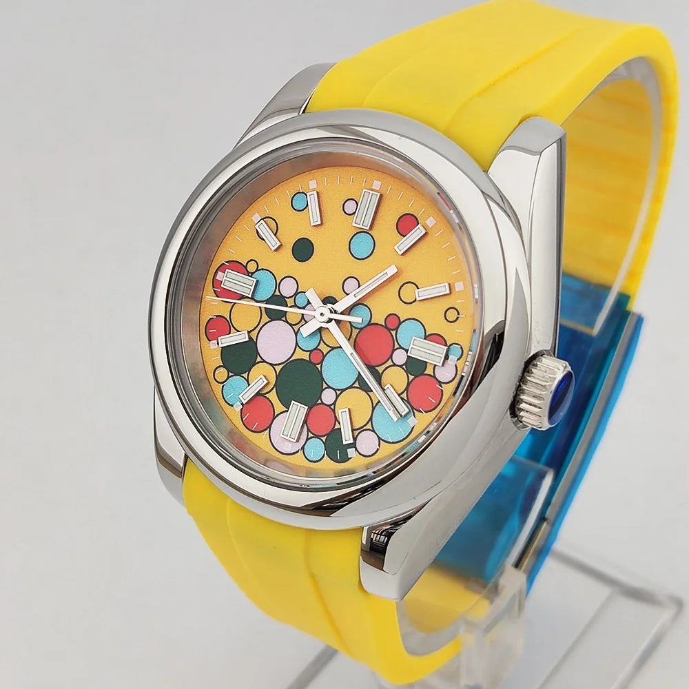 36mm/39mm Men's and women watches color bubble watch NH35 Mechanical watch sapphire glass waterproof watch rubber bracelet 20mm