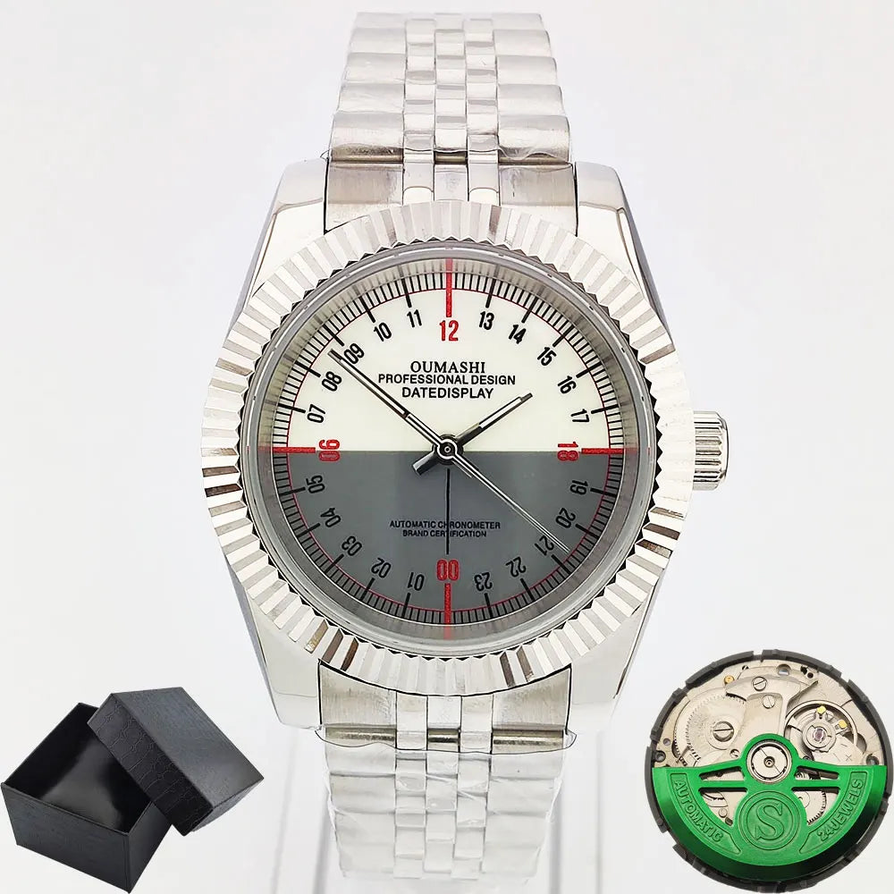 New 36mm/39mm watch NH35A automatic mechanical luxury Sapphire C3 luminous waterproof 100 m RELOJ 24-hour watch OUMASHI brand