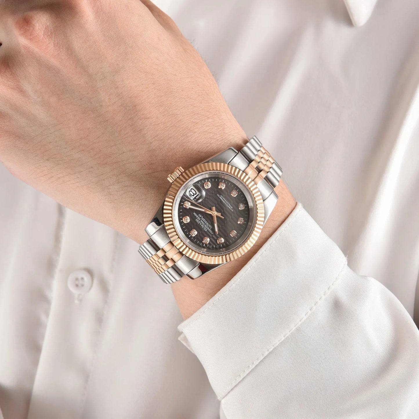 watches Men 36mm/39mm Automatic mechanical Rose Gold watch NH35 stainless steel sapphire waterproof 10Bar C3 green luminous