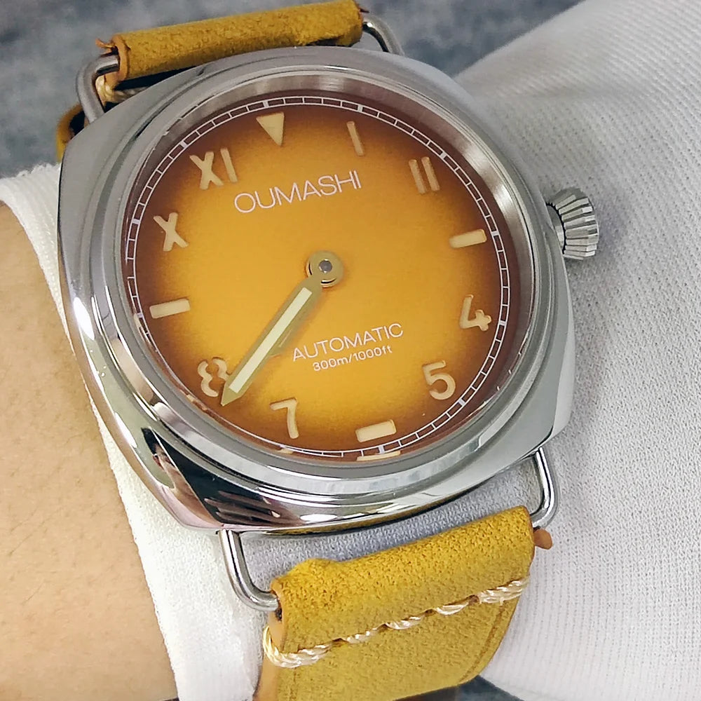 Watches 45mm Men's Manual Mechanical Watch FIT ST3600/eta6497 Movement Retro Style Luminous Mineral Glass 10ATM Water Resistance
