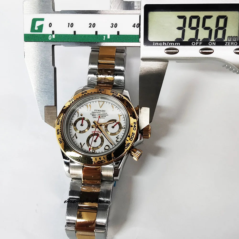 VK63 WATCH 39.3MM Casual Vk63 Quartz Movement Watch Men's waterproof steel case Arabian Dial Chronograph Luminous watch