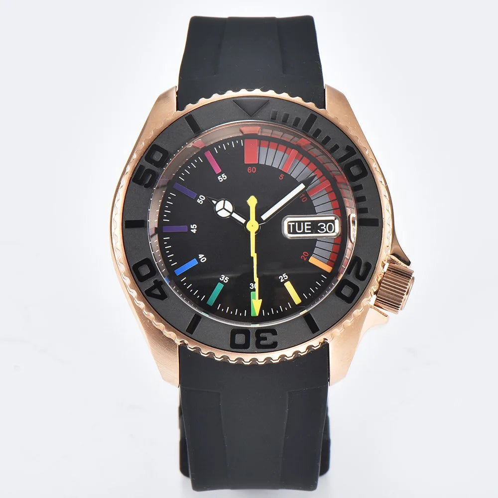 men Watch OUMASHI brand WATCH NH36 Watch NH35 Rainbow Dial Automatic mechanical movement sapphire rubber belt waterproof watch