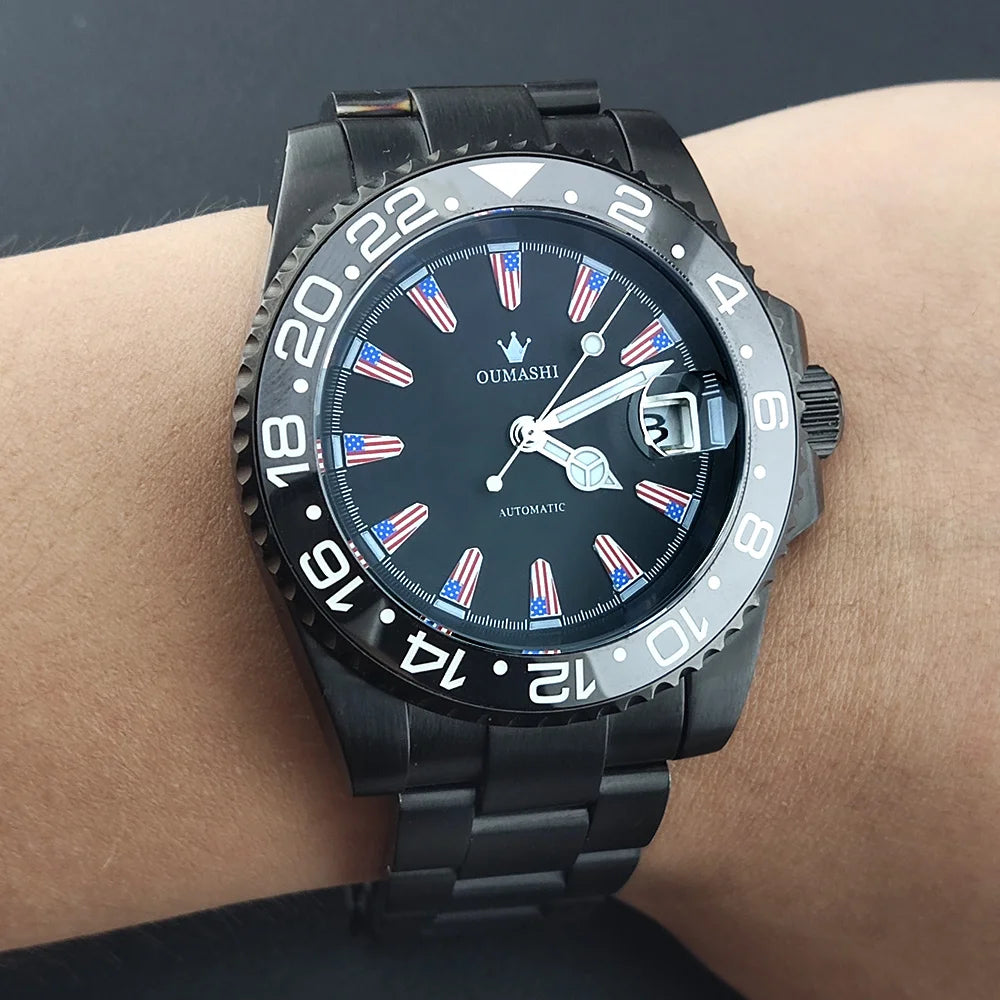 NH35 Watch 40.8mm Men's watch Super Luminous Flag Dial Stainless Steel sapphire Glass Men's luxury watch waterproof 10ATM