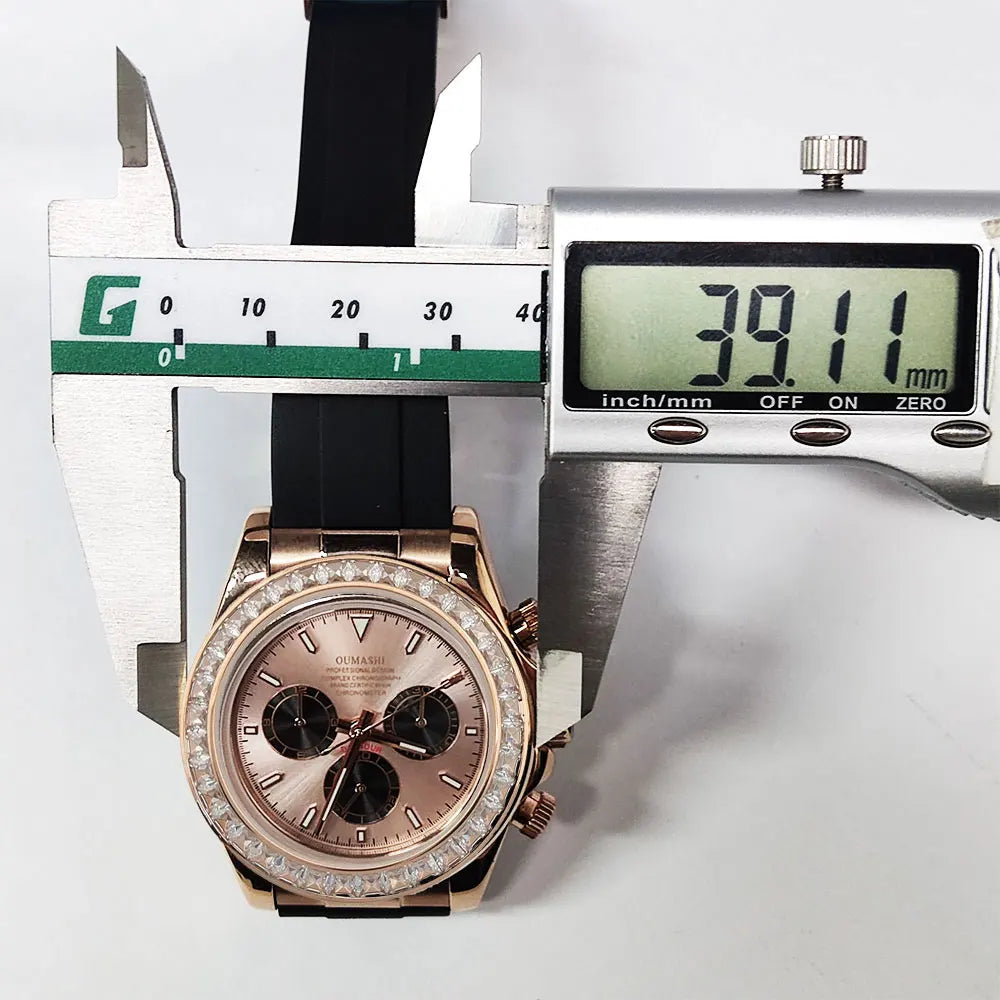 Men watches GEM Automatic Watch 39mm 4130 Chronograph Mechanical Wristwatch Sapphire Rubber bracelet Waterproof 10ATM 7750 watch