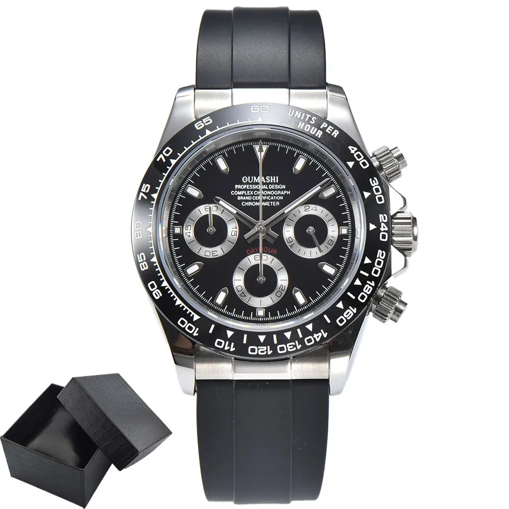 Men's 4130 Automatic Watch Automatic Chronograph Code Watch Stainless Steel sapphire Glass Luxury rubber strap Sports Men's watc