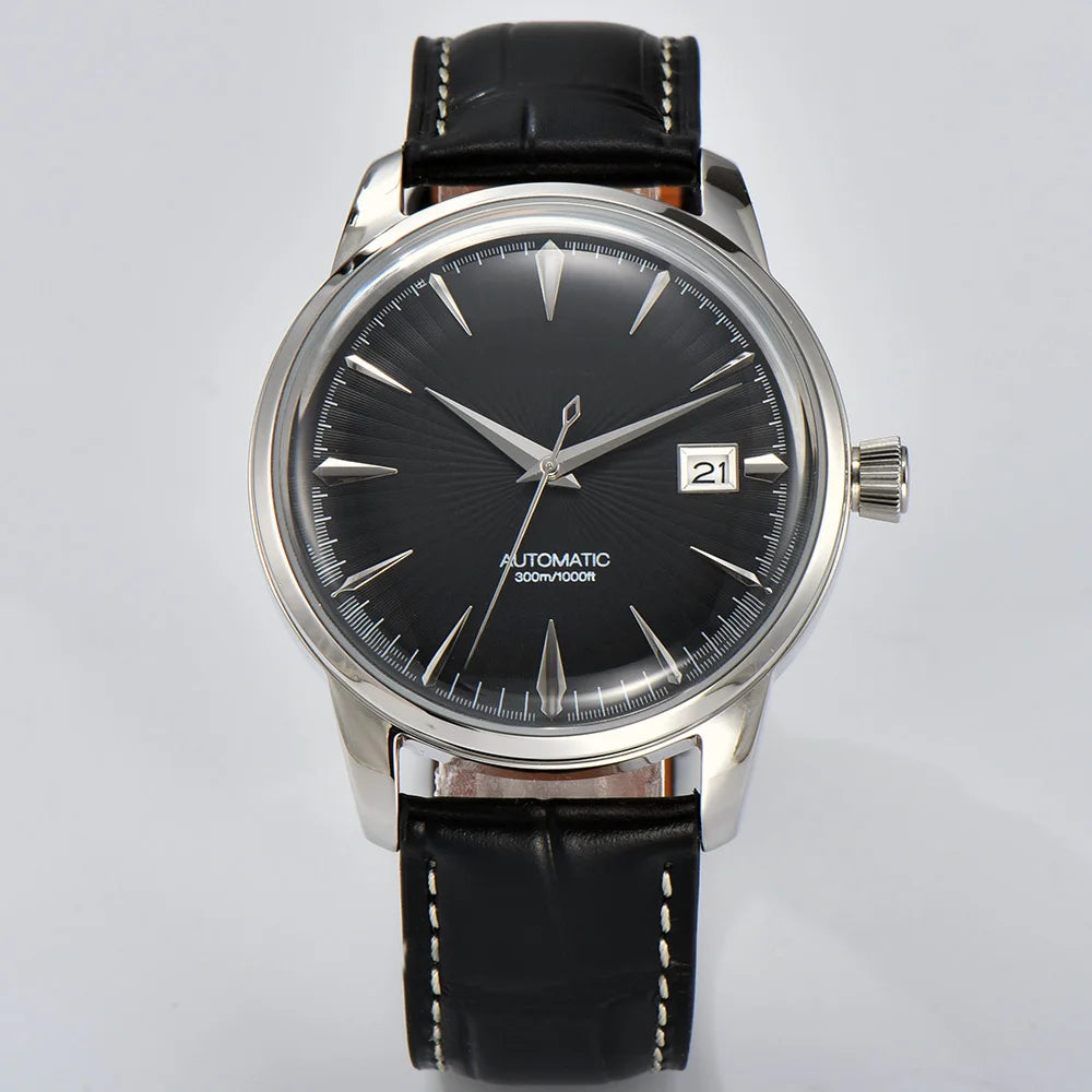 Cocktail watch 40.5mm watch Gemstone Series NH35 Automatic mechanical Men's Watch 10ATM Mineral glass waterproof leather strap