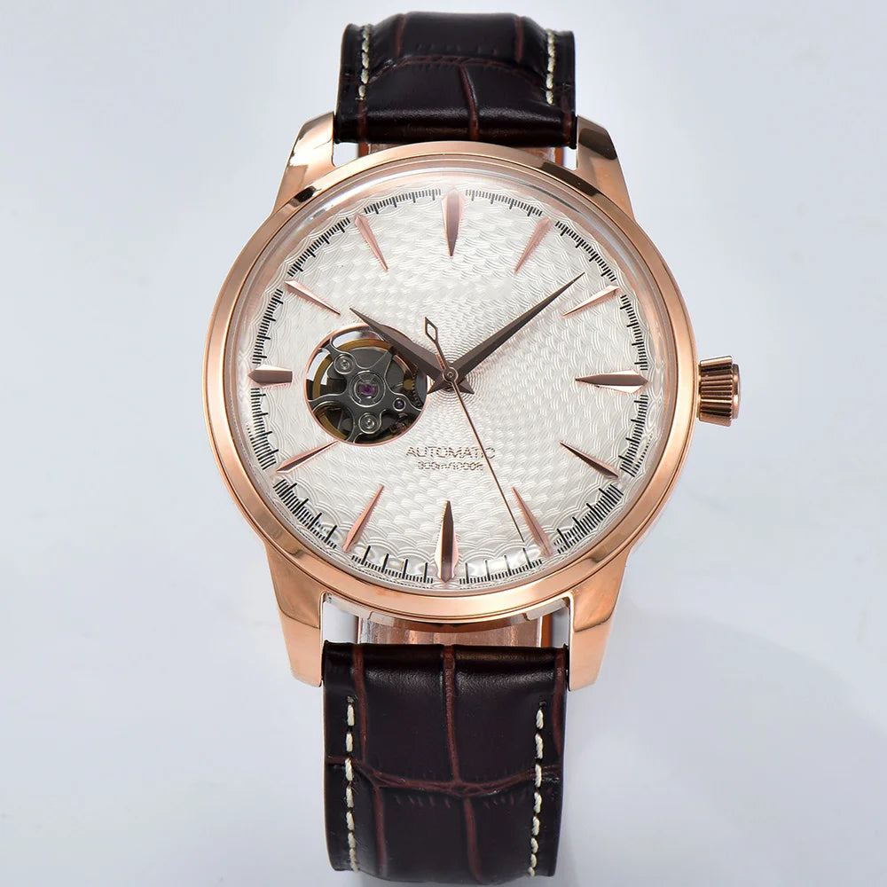 Watch 40.5mm Men's fashion mechanical watch NH38 Skeleton dial design Retro circular case transparent cover men's cocktail watch