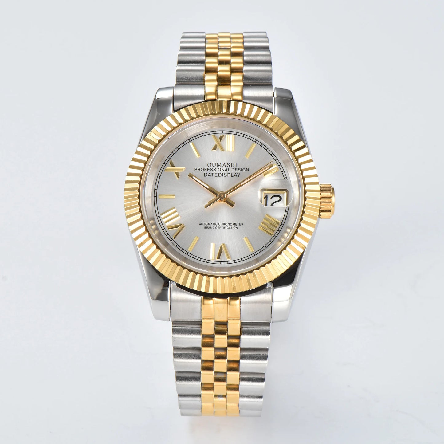 Business 36mm/39mm Men's watch NH35A Automatic movement Gold case Roman dial Blue AR Sapphire glass date stainless steel strap