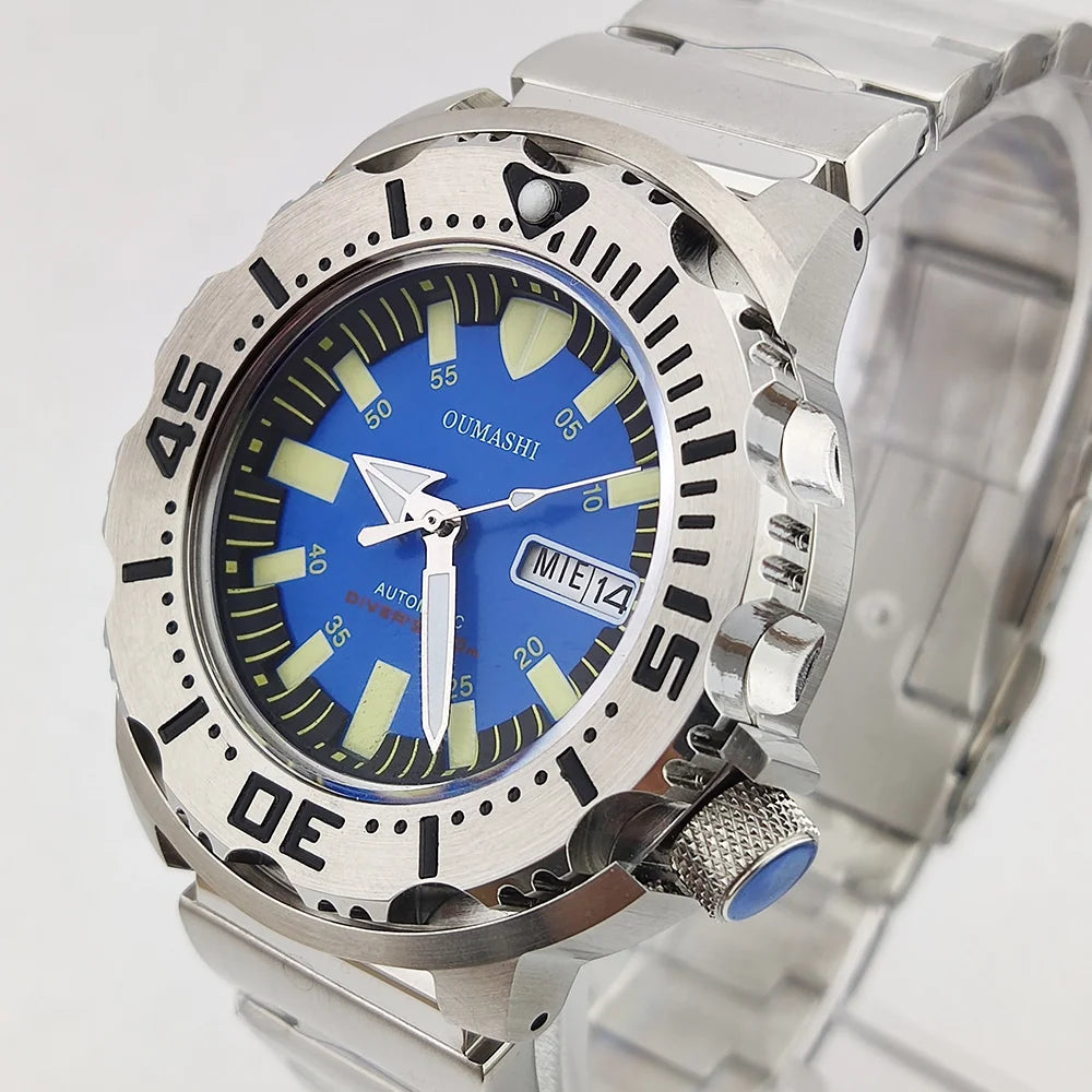 men watch NH36 movement 20ATM waterproof steel watch Men's Red teeth Sea monster automatic mechanical watch sports diving watch