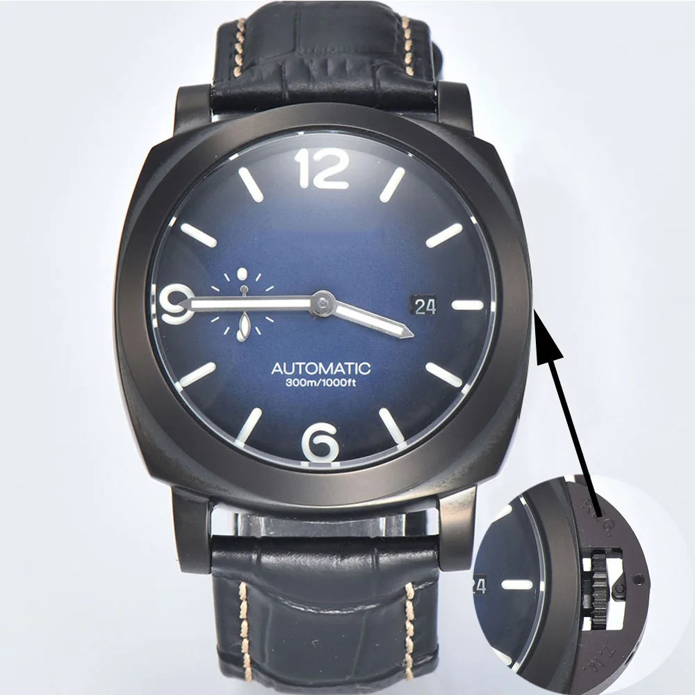 44mm Men's watch ST2555 Movement Watch Stainless Steel case Men's Automatic Mechanical Watch sapphire glass leather bracelet