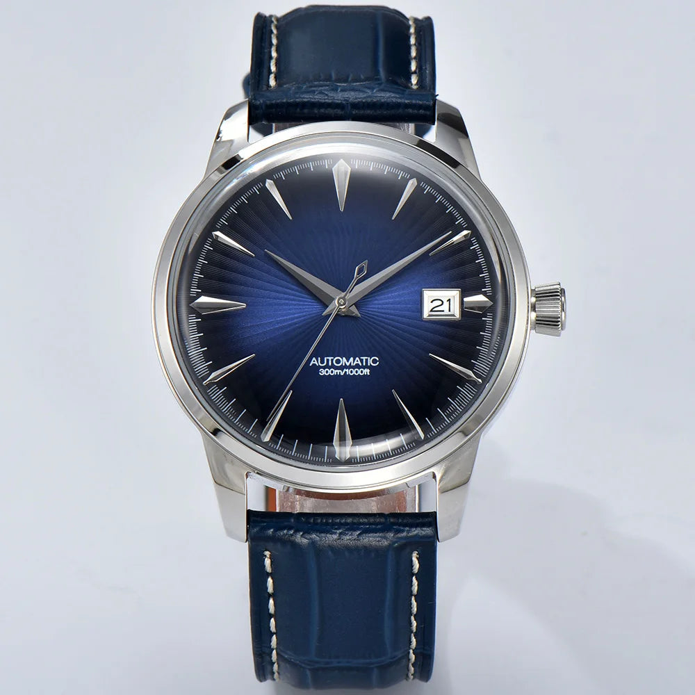 Cocktail watch 40.5mm watch Gemstone Series NH35 Automatic mechanical Men's Watch 10ATM Mineral glass waterproof leather strap
