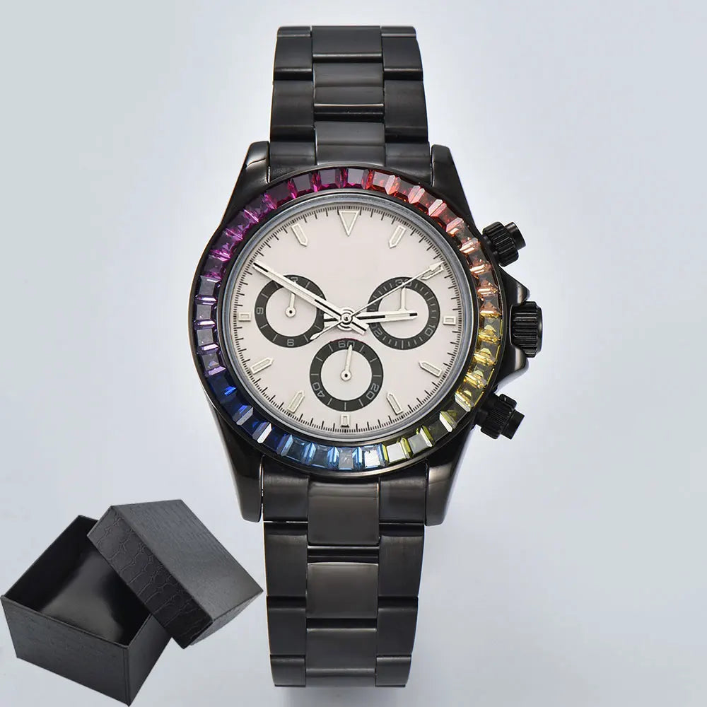 men 4130 WATCH sapphire Glass GEM black automatic mechanical watch 39.3mm  4130 movement chronograph watch Waterproof 10ATM