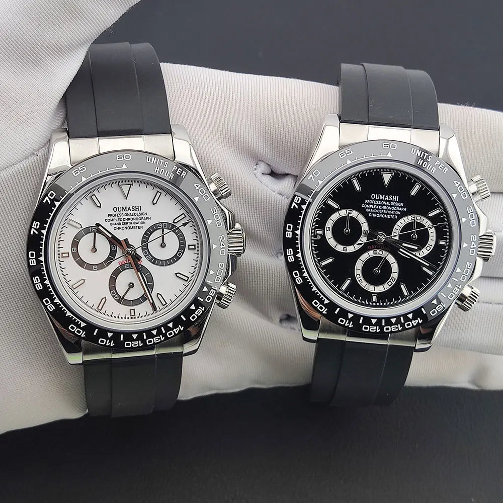 Men's 4130 Automatic Watch Automatic Chronograph Code Watch Stainless Steel sapphire Glass Luxury rubber strap Sports Men's watc