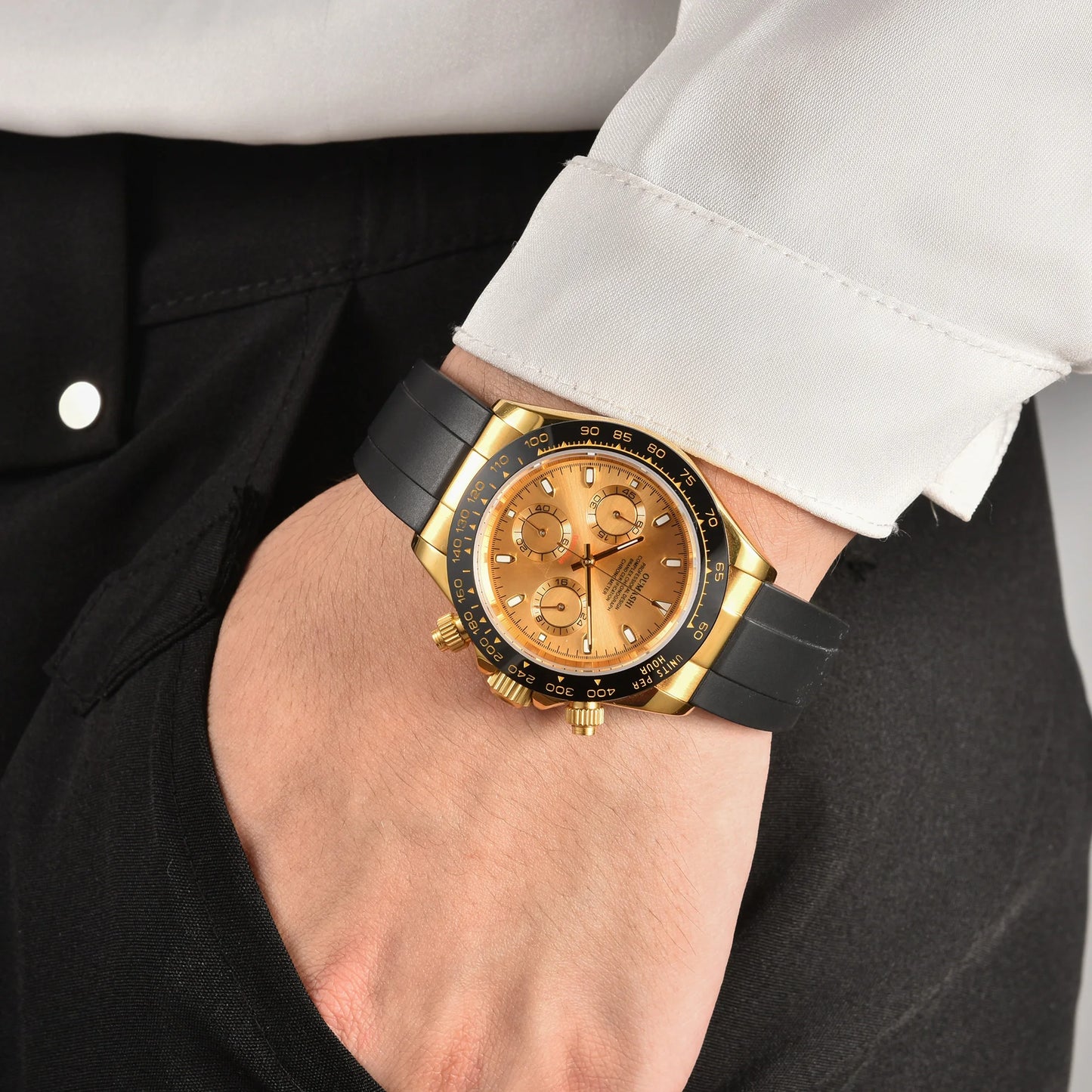 VK WATCH Luxury 39mm quartz Chronograph Business Watch Men's VK Series 63 Sport Sapphire Glass Gem dial Ceramic bezel insert
