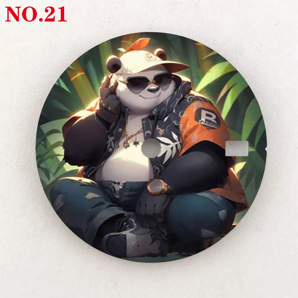 Watch dial 28.5mm NH35 dial custom-made Panda Warrior dial, color printing, watch components are suitable for NH35/36 movement