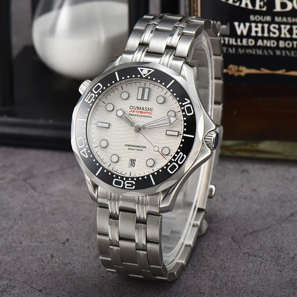 Watch man New Blue White Ceramic Bezel Men Luxury Mechanical Watch NH35 Automatic Bracelet Accessories 007 sapphire Watch