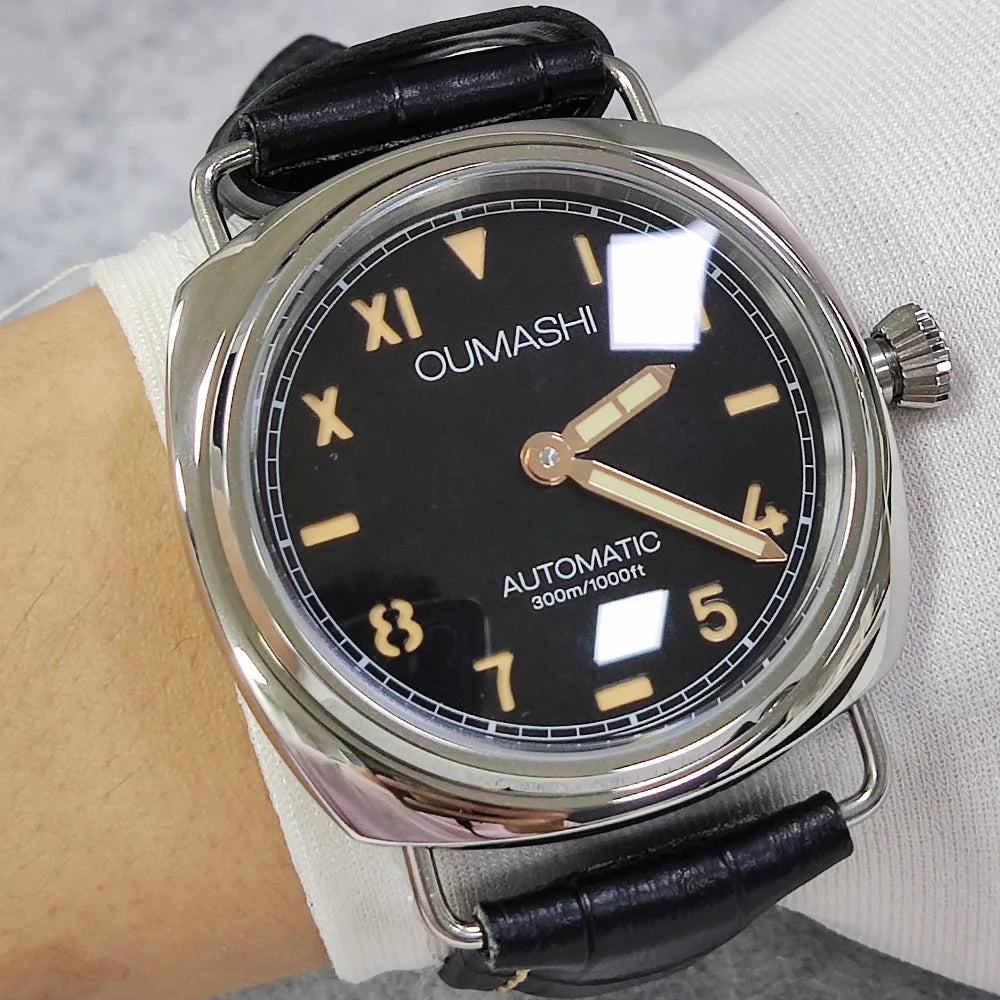 Watches 45mm Men's Manual Mechanical Watch FIT ST3600/eta6497 Movement Retro Style Luminous Mineral Glass 10ATM Water Resistance