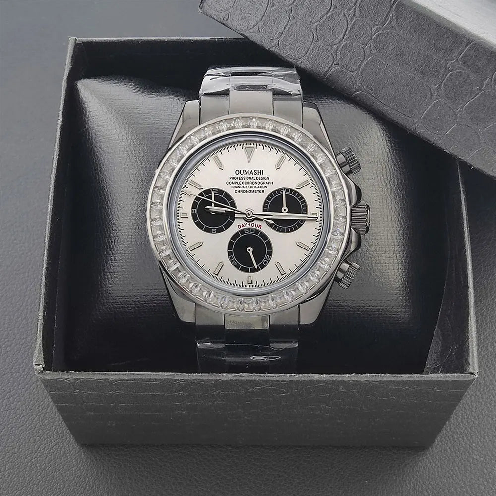 men 4130 WATCH sapphire Glass GEM black automatic mechanical watch 39.3mm  4130 movement chronograph watch Waterproof 10ATM