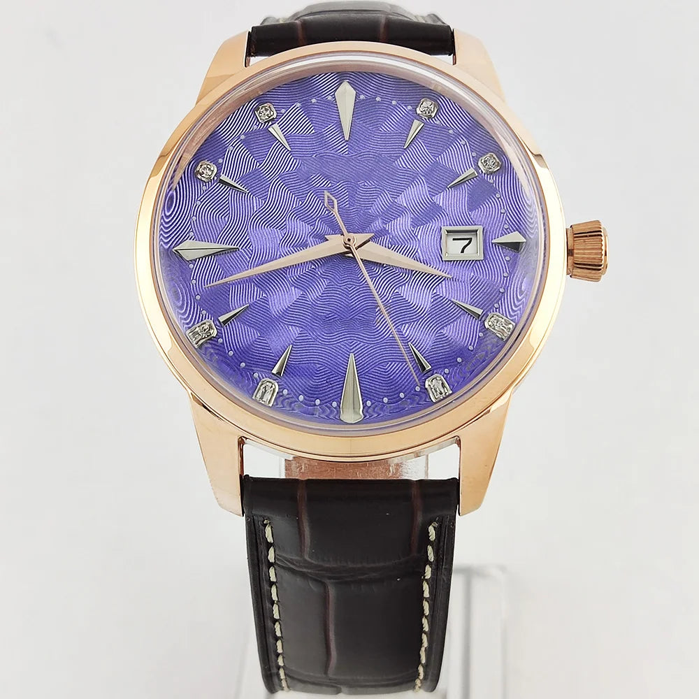 40.5mm Men's fashion watch Gemstone Series NH35 Automatic mechanical Men's Watch 10ATM Mineral glass waterproof leather strap