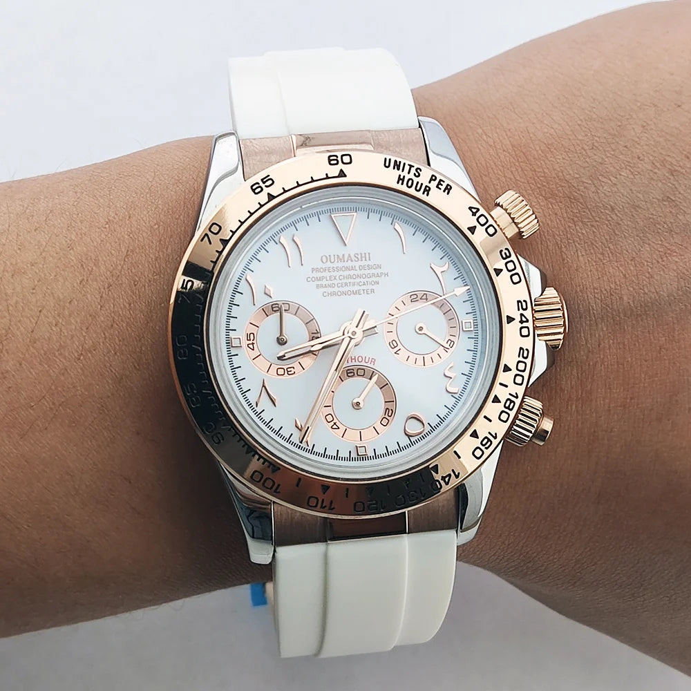 VK63 watch 39.3mm men's watch Stainless steel waterproof Sport VK63 Quartz movement watch sapphire Chronograph Rubber bracelet