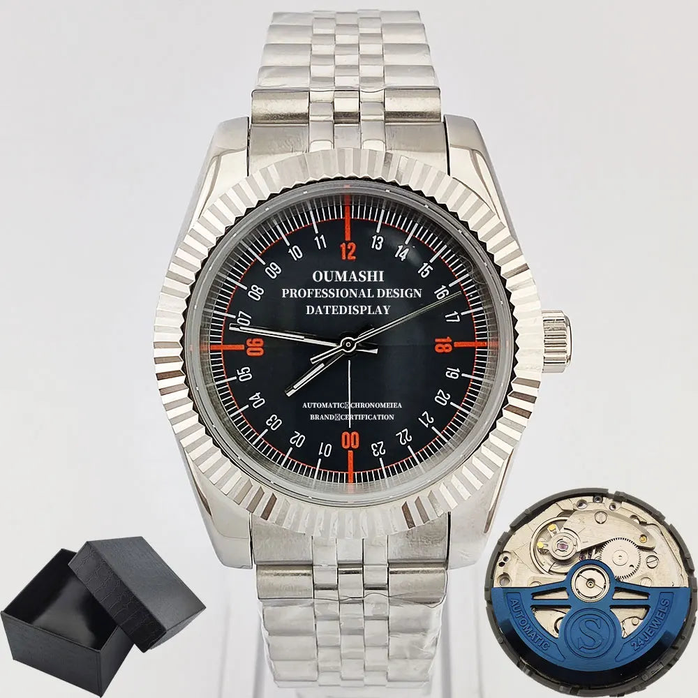 New 36mm/39mm watch NH35A automatic mechanical luxury Sapphire C3 luminous waterproof 100 m RELOJ 24-hour watch OUMASHI brand