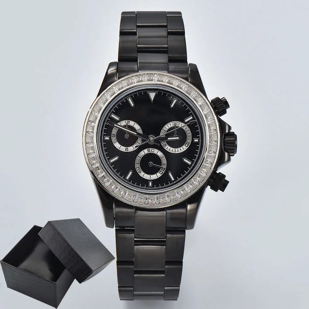 men 4130 WATCH sapphire Glass GEM black automatic mechanical watch 39.3mm  4130 movement chronograph watch Waterproof 10ATM