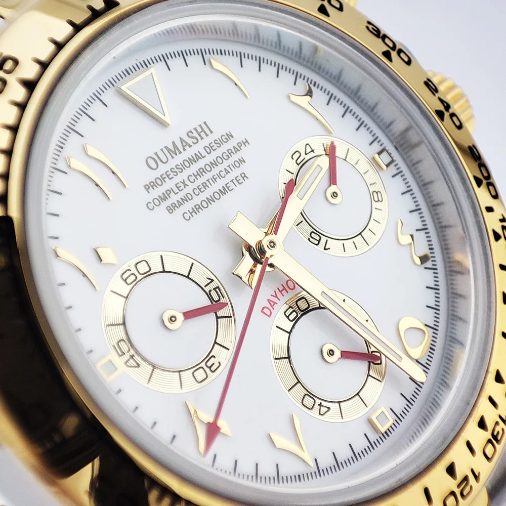 VK63 WATCH 39.3MM Casual Vk63 Quartz Movement Watch Men's waterproof steel case Arabian Dial Chronograph Luminous watch