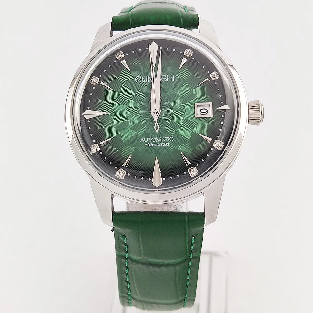 40.5mm Men's fashion watch Gemstone Series NH35 Automatic mechanical Men's Watch 10ATM Mineral glass waterproof leather strap