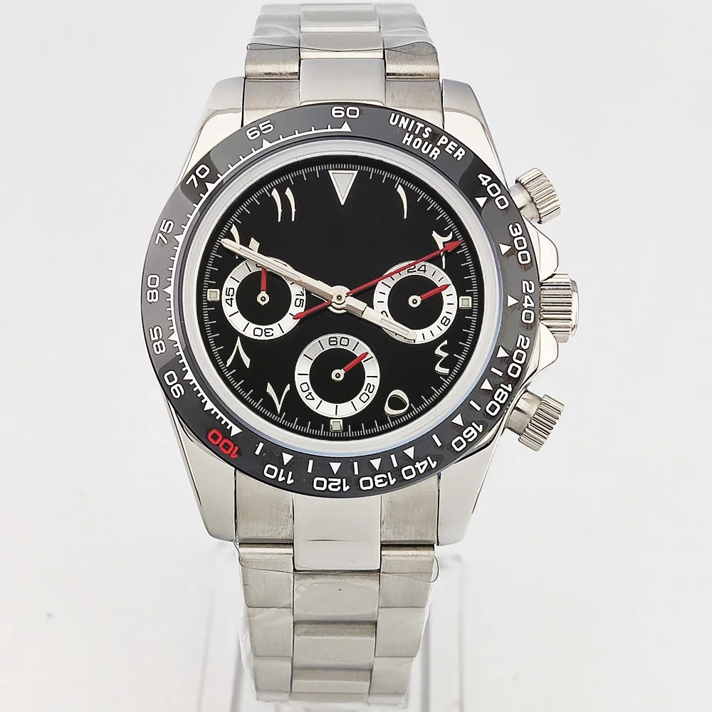 VK63 WATCH 39.3MM Casual Vk63 Quartz Movement Watch Men's waterproof steel case Arabian Dial Chronograph Luminous watch