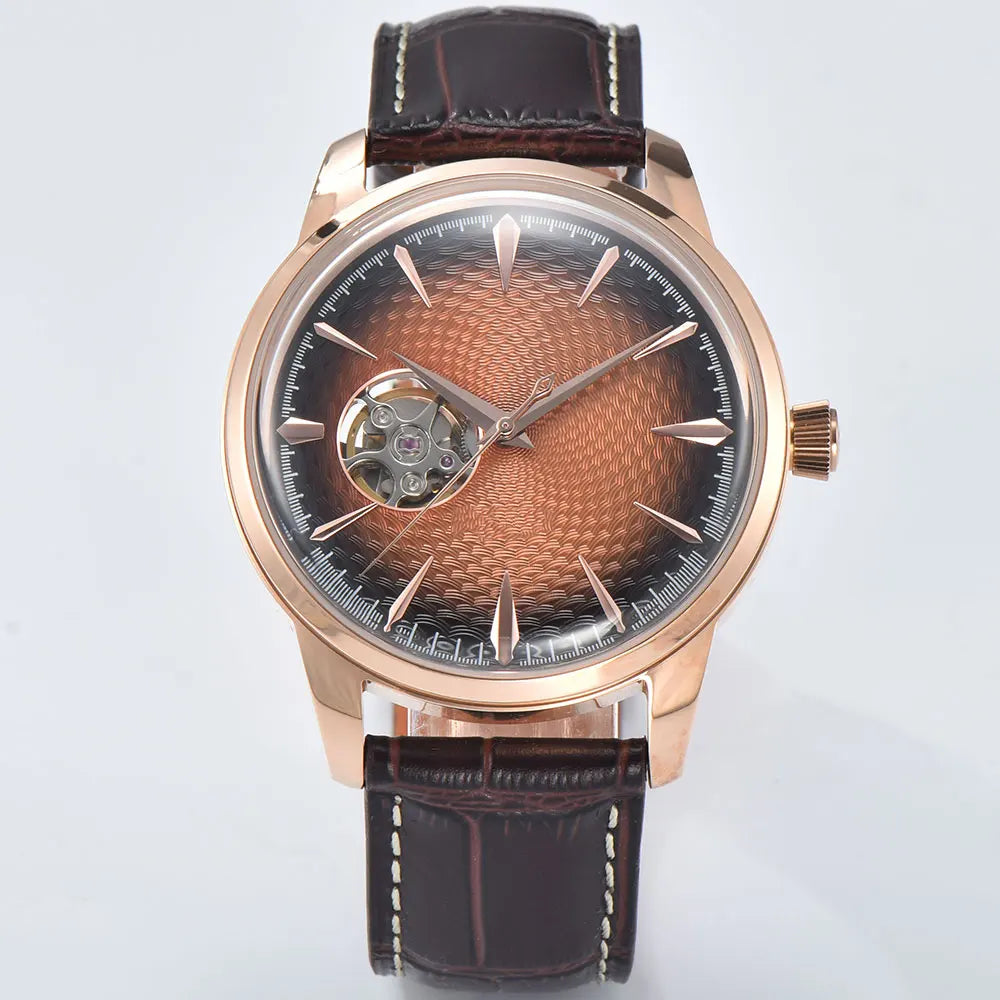 Watch 40.5mm Men's fashion mechanical watch NH38 Skeleton dial design Retro circular case transparent cover men's cocktail watch