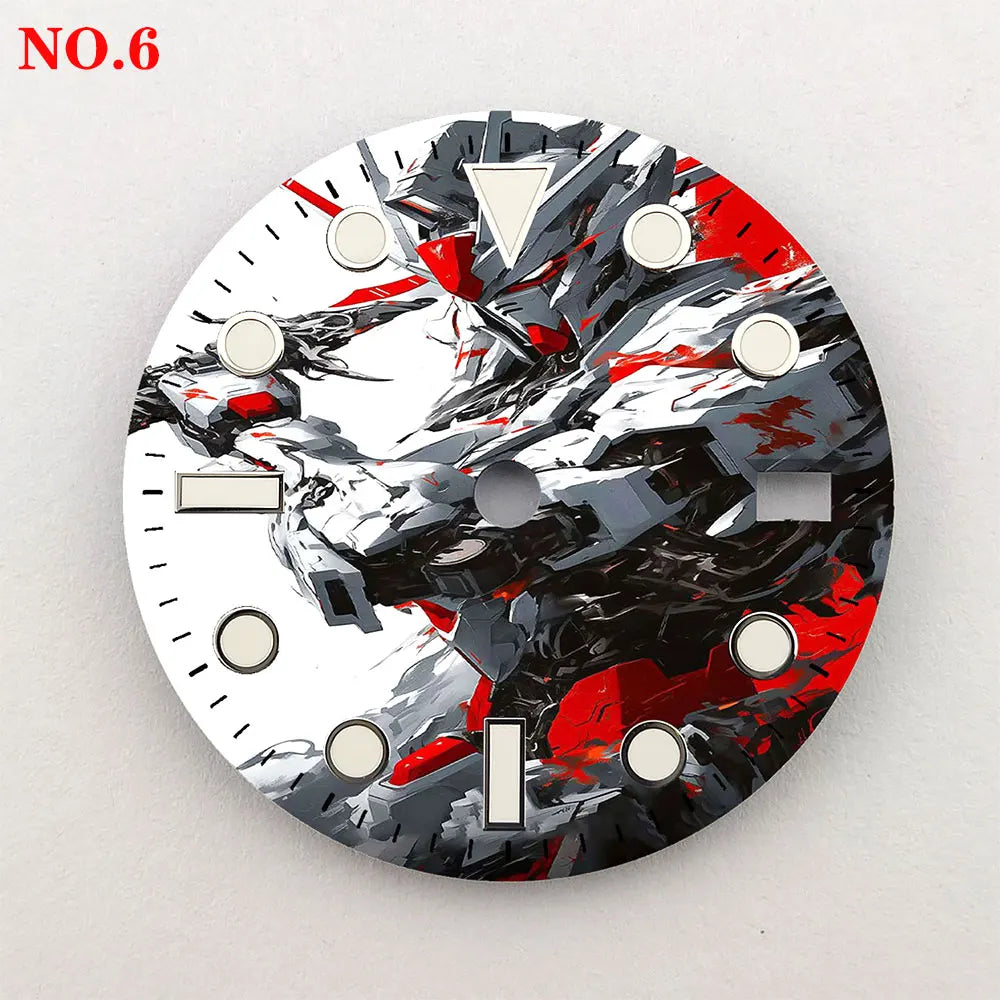 The 28.5mm dial samurai element NH35 dial creative color-printed series dial is suitable for NH35/36 movement watch accessories