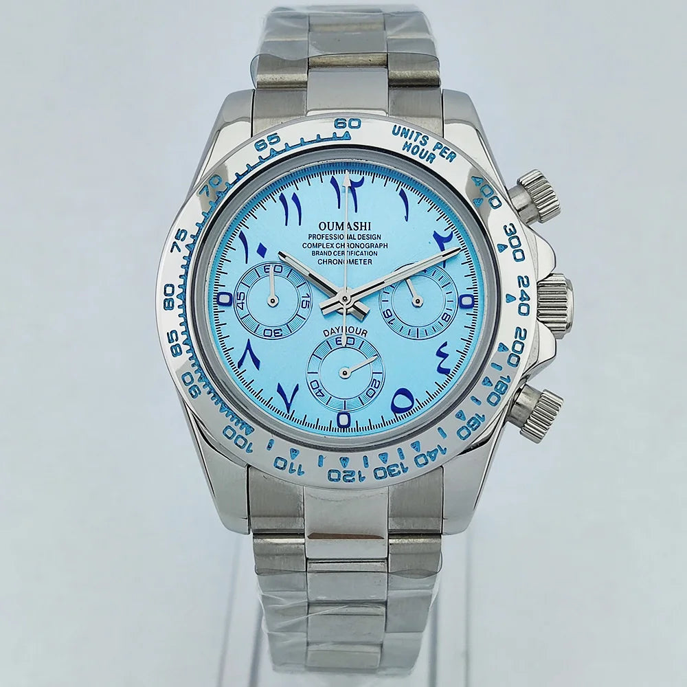 39.3mm watch VK Series 63 Men's watch Arabian Dial Men's watch Luxury Quartz watch VK63 Sport Chronograph Sapphire Glass watches