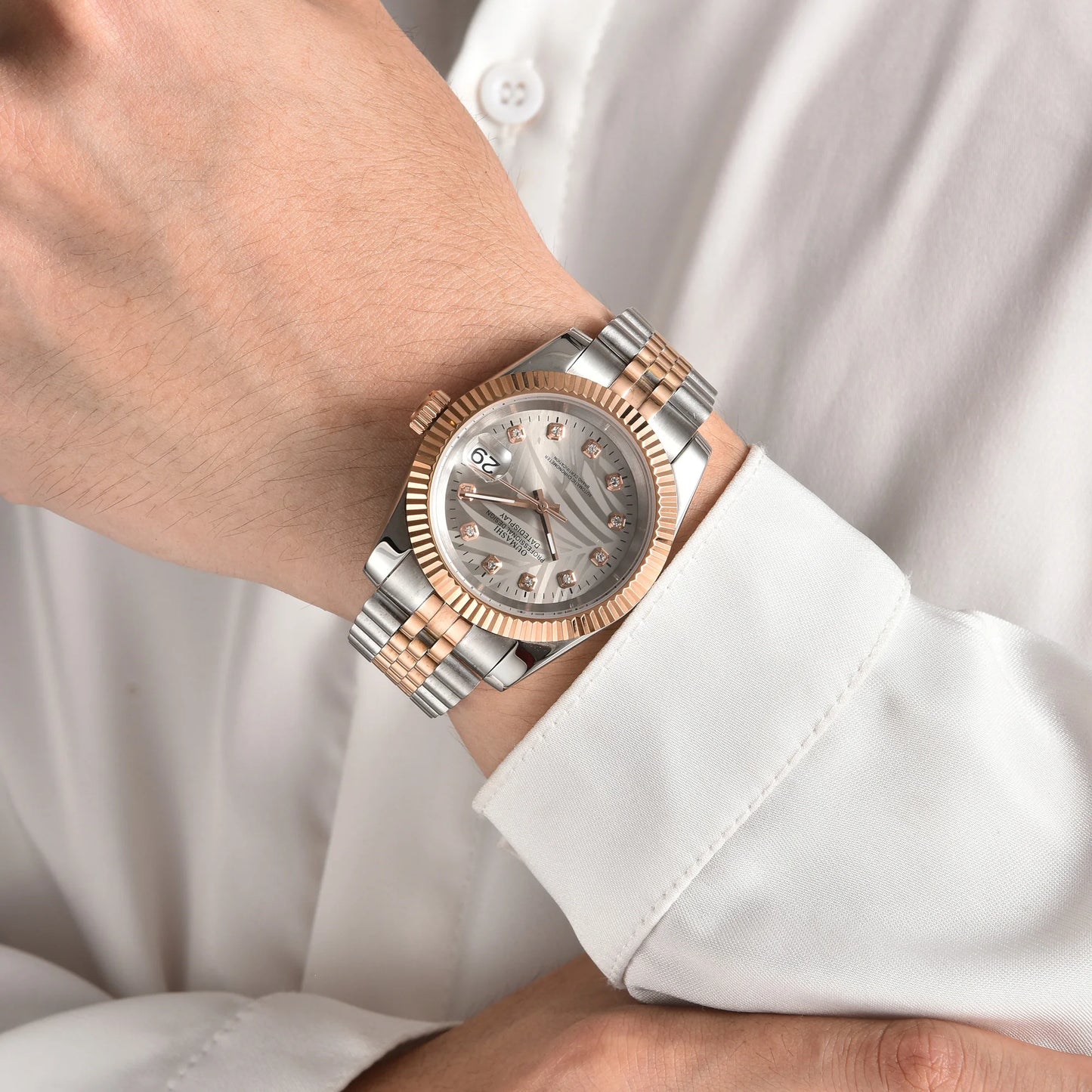 watches Men 36mm/39mm Automatic mechanical Rose Gold watch NH35 stainless steel sapphire waterproof 10Bar C3 green luminous